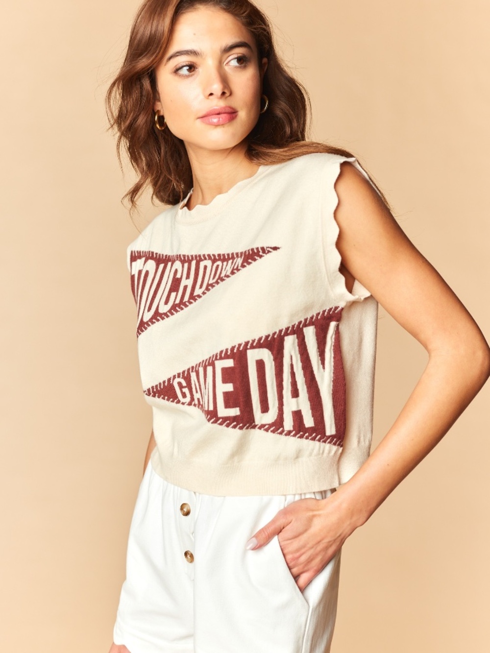 Rareraw Touchdown Gameday Scalloped Sweater Vest